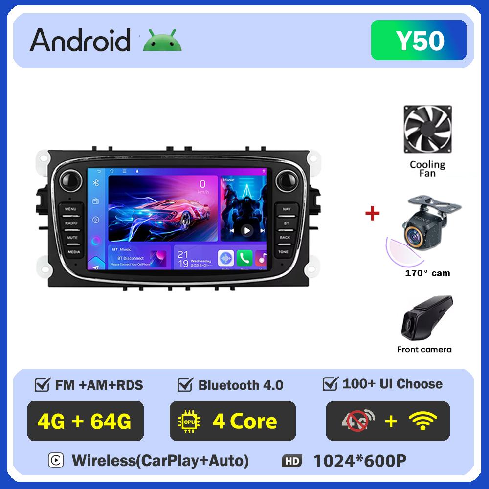 2 Din Autoradio Car Multimedia Video Radio Player For Ford Focus Mondeo C-MAX S-MAX Galaxy II Kuga 3 Android Wifi GPS Navigation