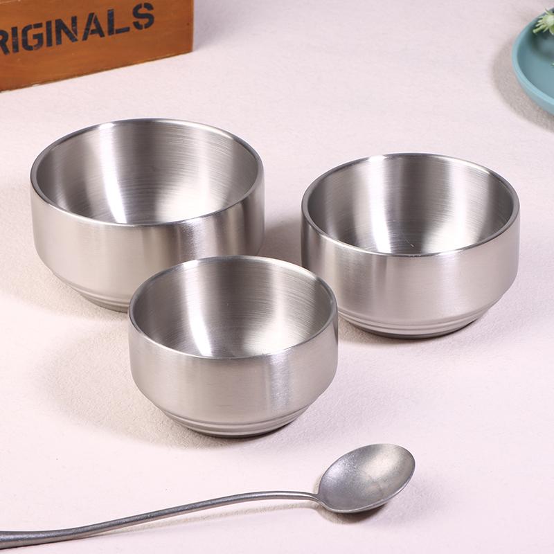 Korean Style 304 Double-layer Thick Durable Stainless Steel Rice Bowl Soup Rice Bowl Cuisine Home Child Small Bowl Cuisine