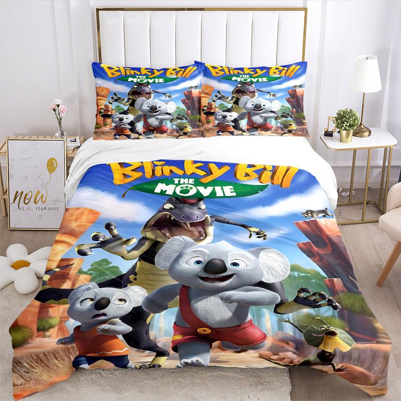 Blinky Bill Koala Adventure Print 3Pcs Bedding Set,Duvet Cover with 2 Bedro,Pillowcase Home Birthday Gift
