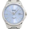 Casio MTS-115D-2A2 Analog Quartz Watch Silver Light Blue Stainless Steel Band