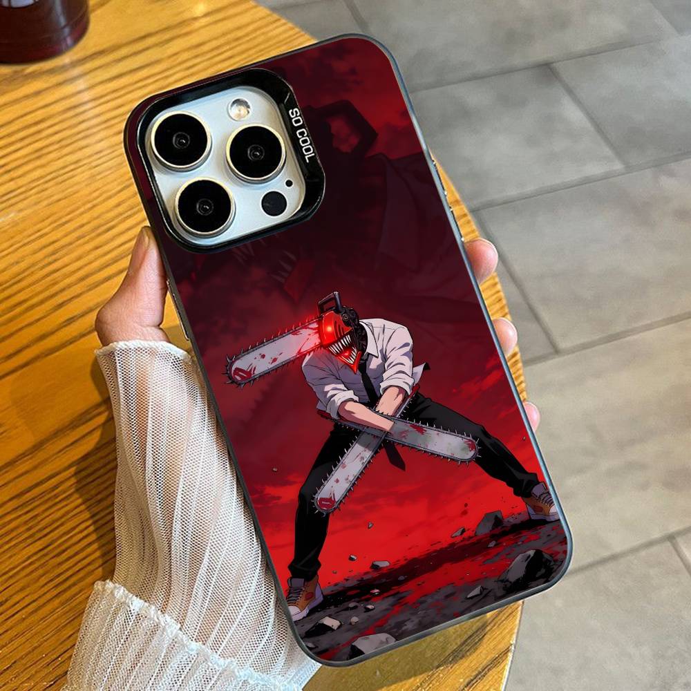 

Cool A-AKI Hunter Chainsaw Phone Case For iPhone 16 17 15 14 12 13 Pro Max Black Candy Matte Shockproof Cover iPhone13