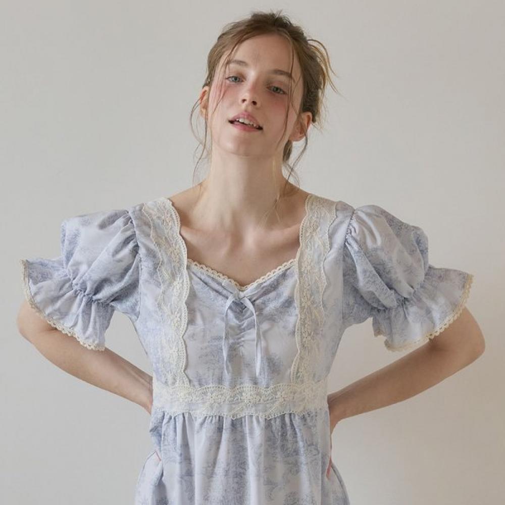 Lunaluz Women S Garden Waltz waShable Short Sleeve Square Neck dreSS pajamaS