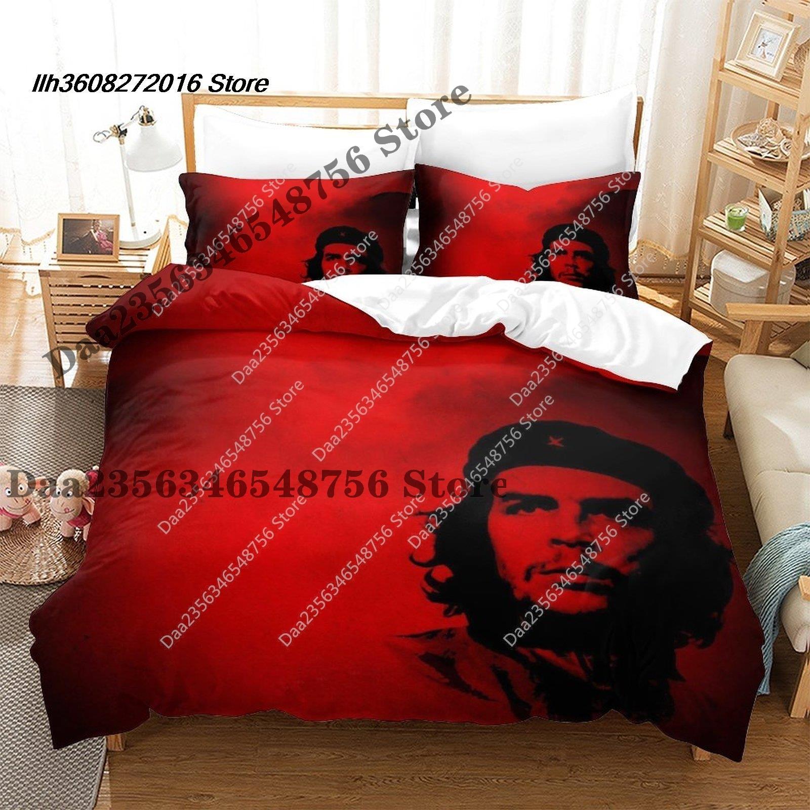 

New Che Guevara Bedding Set Single Twin Full Queen King Size Bed Set Aldult Kid Bedroom Duvetcover Sets 3D Print Anime Bed AU Queen(210*210cm)3pcs