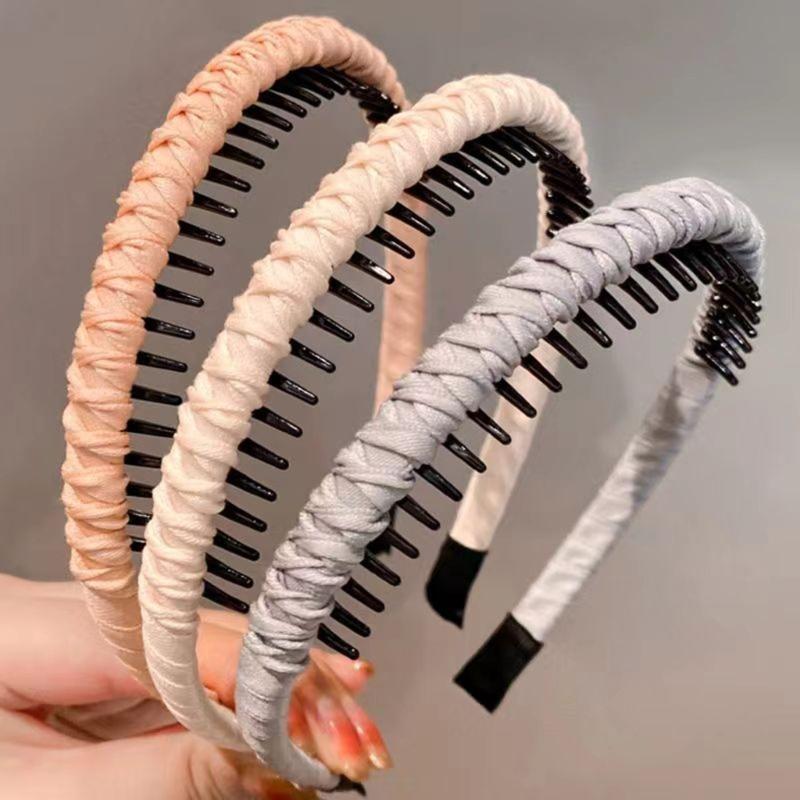 NonSlip Resin Cotton Hair Band For Women Workouts Spa Face Washing Secure Grip With Teeth Elastic Thin Headbands Multiple Colors