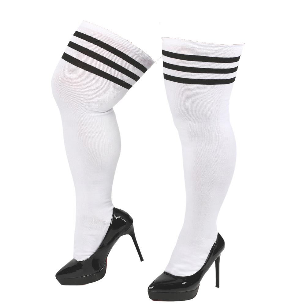 Plus Large Size Stockings Womens Long Over Above Knee Socks Striped Thigh High Ladies Black White Cosplay Lolita Harajuku Y2K