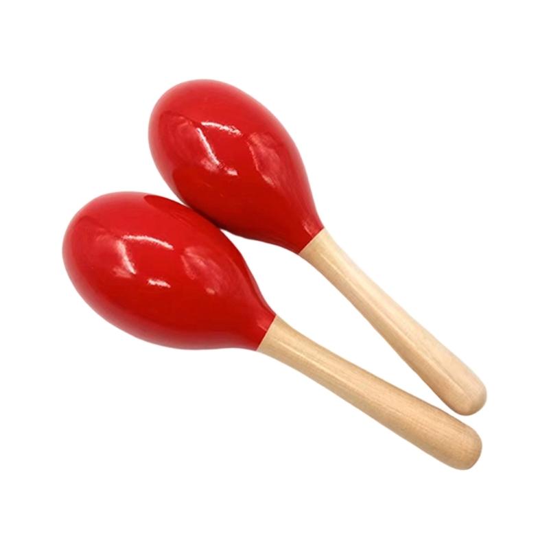 

Pack of 2 Wood Maracas Safe Rhythm Instruments for Children Featuring Bright Colors for Early Education Music Activity