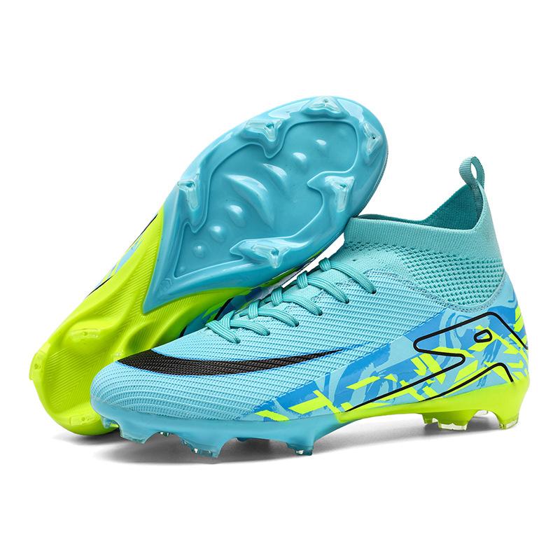 New High-Top Football Shoes Men'S And Women'S Ag Long Nails Tf Broken Nails Artificial Grass Student Competition Training Football Shoes