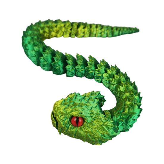 

3D Printed Snake Figurine Movable Joints Snake Figure Articulated Animal Model зелёный