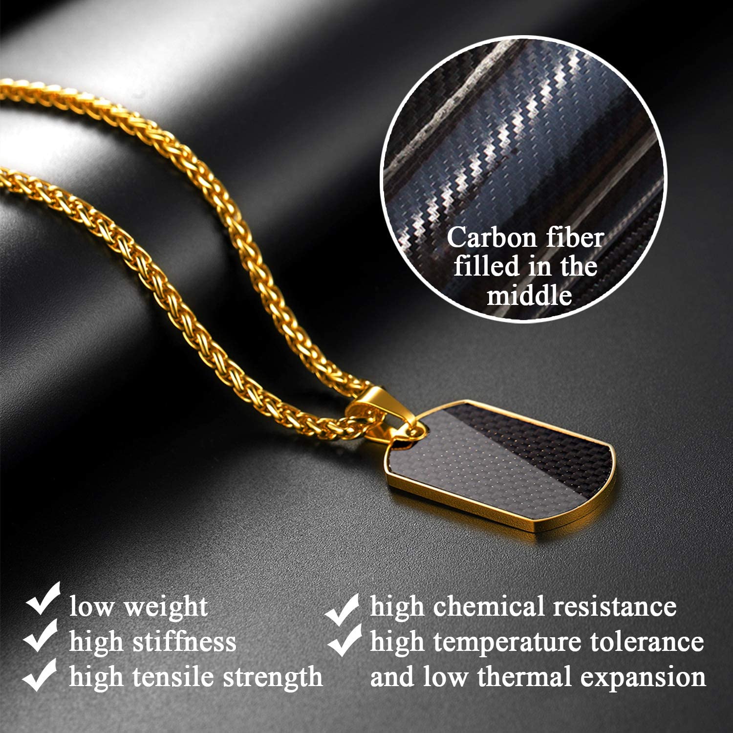 

Мужские и женские индивидуальные сообщения Мантра Подвеска Персонализированные углеродное волокно Зеркально полированный Военный собачий жетон Ожерелье бежевый