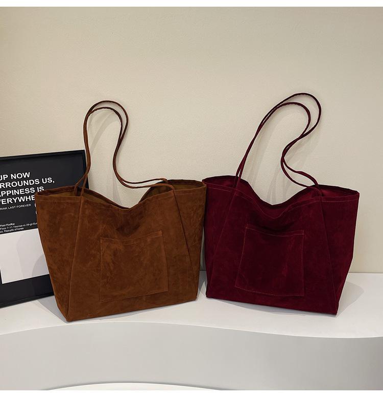 2025 Women's Large Capacity Suede Tote: Versatile Autumn/Winter Crossbody & Commuter Shoulder Bag