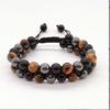 Men's Adjustable Black Magnet Beaded Bracelet with Natural Tiger Eye Agate Stones