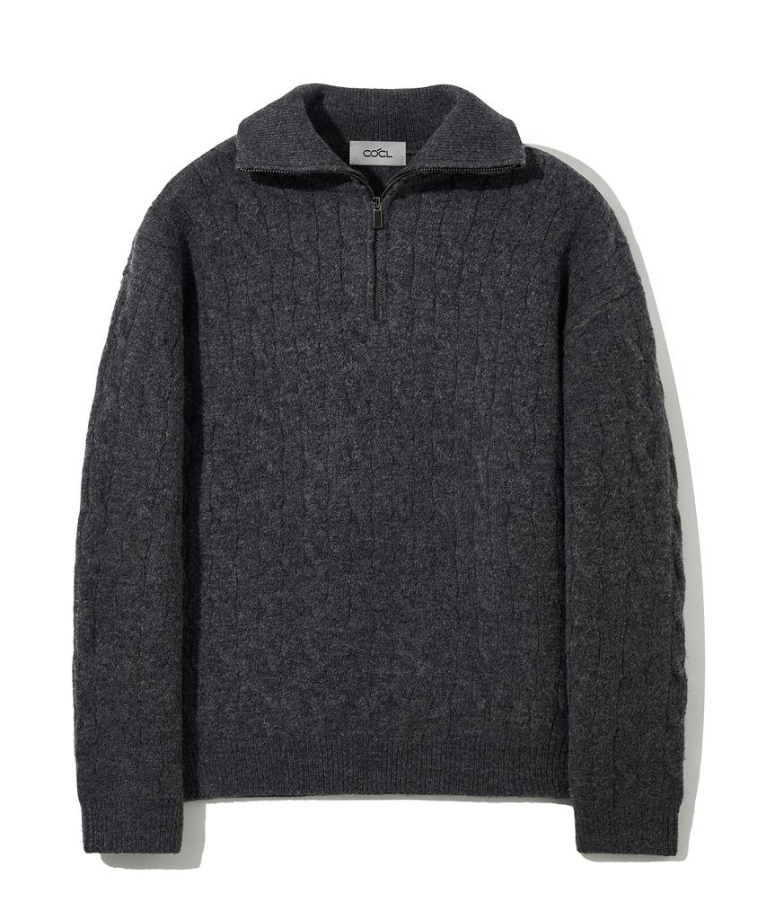 COSTUME O’CLOCK Cable Half Zip Heavy Knit Pullover 8 Color Cooskt069