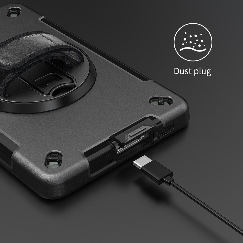 Für Samsung Galaxy Tab Active 3/Active5 X306B Hülle Ständer PC+TPU Tablet-Hülle mit Stifthalterung, Schultergurt