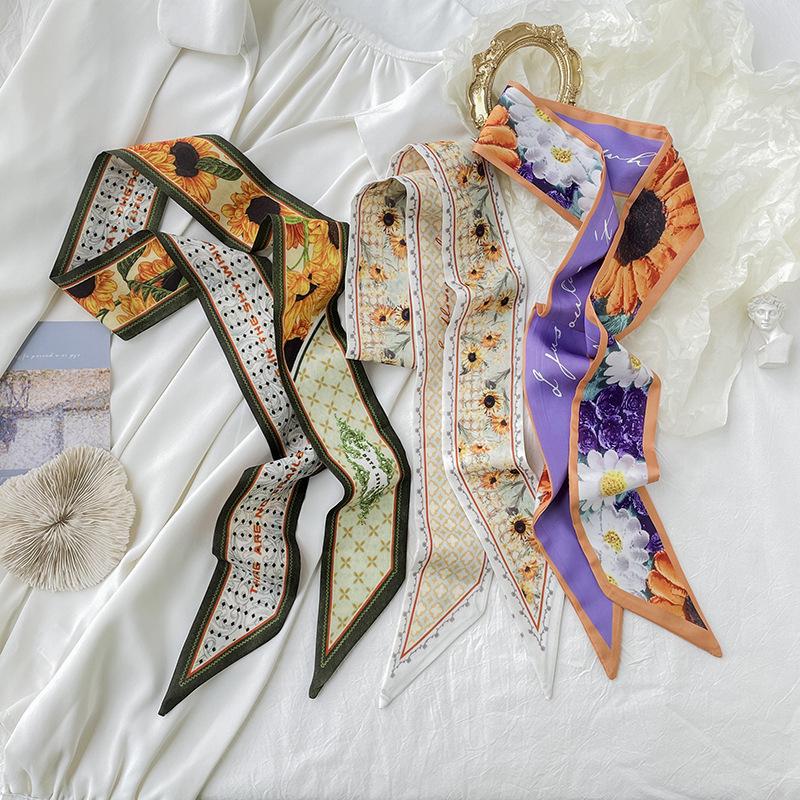 Retro Florales Schleifen-Haargummi & Seidenschal-Accessoire