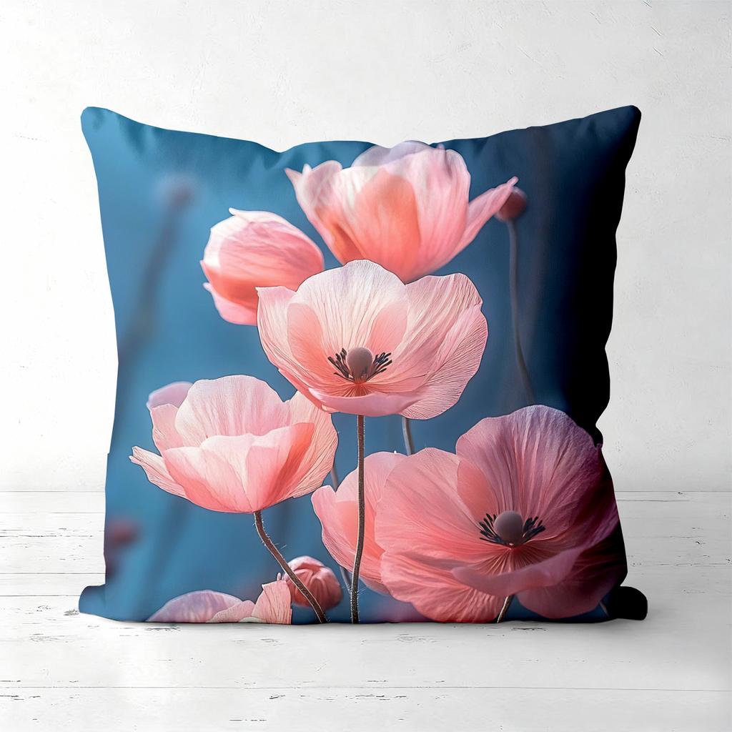 Floral Patterned Cushion Covers Blue Background Decor Polyester pillowcase, sofa decorative cushion cov Headboard Pillow