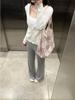 Korean Style Elegant Solid Knitted Cardigan Women 2025 Autumn New Sweet Hooded Zip-up Sweater Jacket Harajuku Casual Y2k Tops
