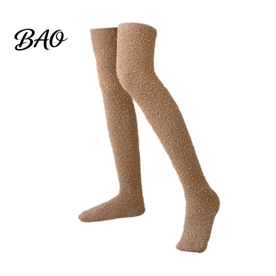 Fleece Thigh High Socks 1 Pair Fuzzy for Women, Long Soft Fluffy Stockings Leg Warmer, Thickened Plush Over The Knee Stockings, Winter Boot