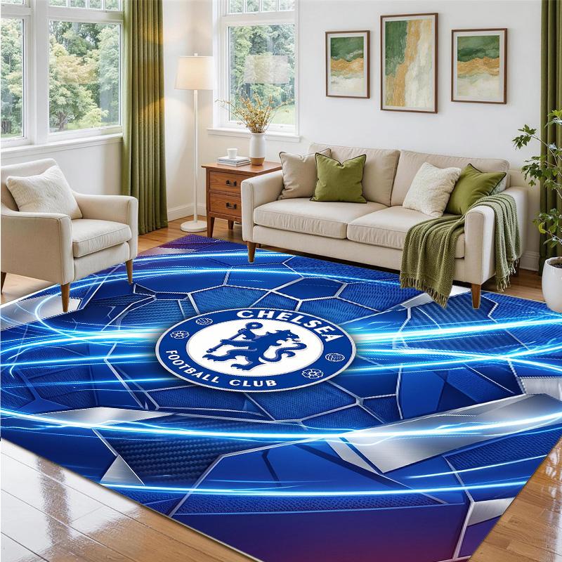 Chelsea FC Design Crystal Velvet Rug Soft Decorative Mat for Bedroom Entrance
