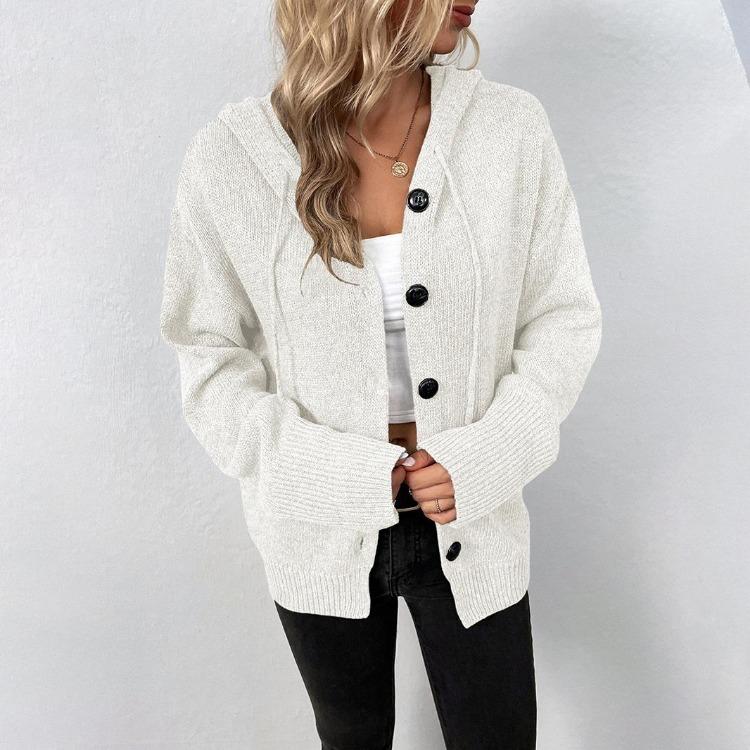 Vintage Jesień Zima Jednolity Kolor Dekolt V Dzianina Kardigan Luźny Długi Rękaw Sweter Top