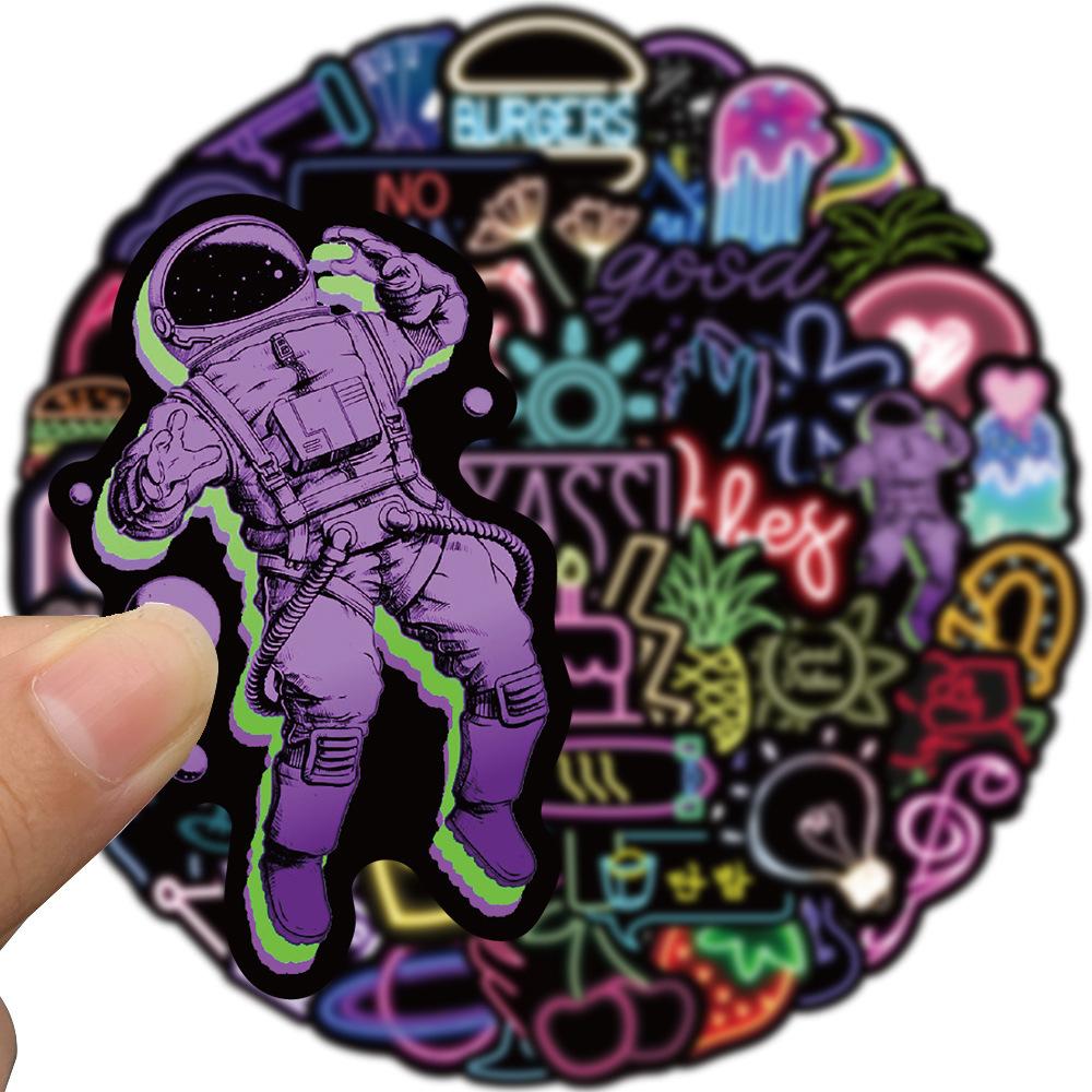 50Pcs Neon Light Cartoon Graffiti Stickers DIY Phone Guitar Laptop Notebook Suitcase Cup Waterproof Sticker Decals