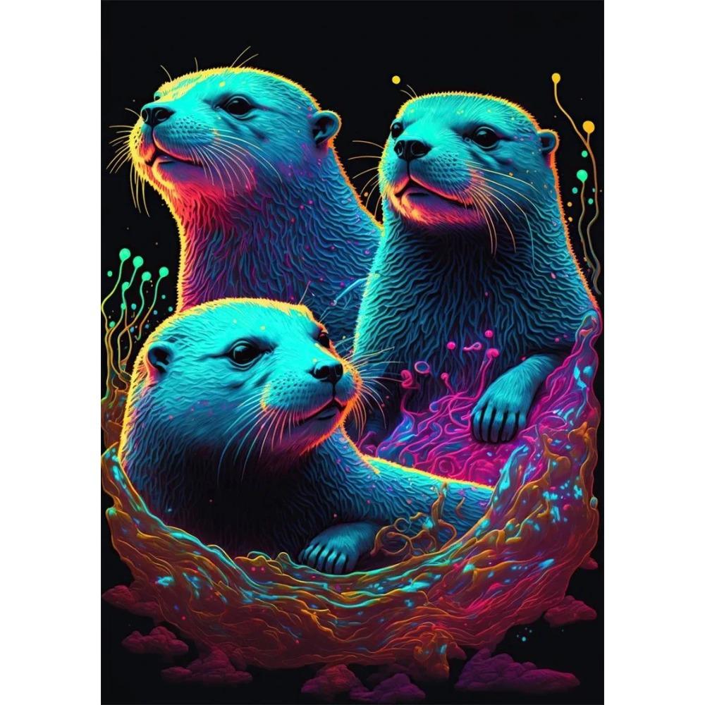Pop Art Colorful Neon Animals DJ Music Poster Aesthetic Capybara Cat Dog Panda Rabbit Canvas Print Wall Art Mural Room Decor