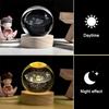 6cm Galaxie Sonnensystem 3D Kristallkugel LED Nachtlicht USB-Aufladung Mond Planet Leuchtende Lampe für Schlafzimmer Geschenk Heimdekoration