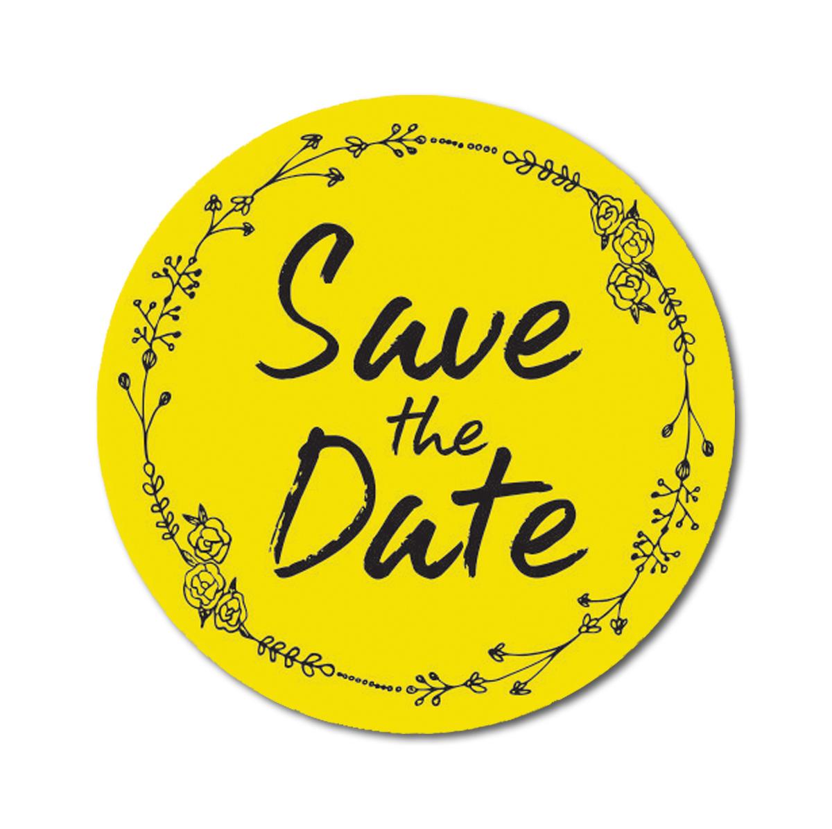 

Darling Souvenir 1.6 Inches White Round Rose Hand Draw Floral Wreath Save The Date Stickers-45 Pcs 1.6 Inches Diameter жовтий