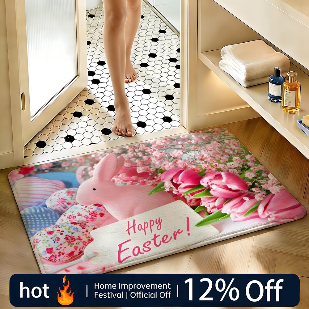 Soft Absorbent Non-Slip Rug Holiday Easter Floor Mat Home Decor Doormat Bedroom Floor Mat Shower Carpet