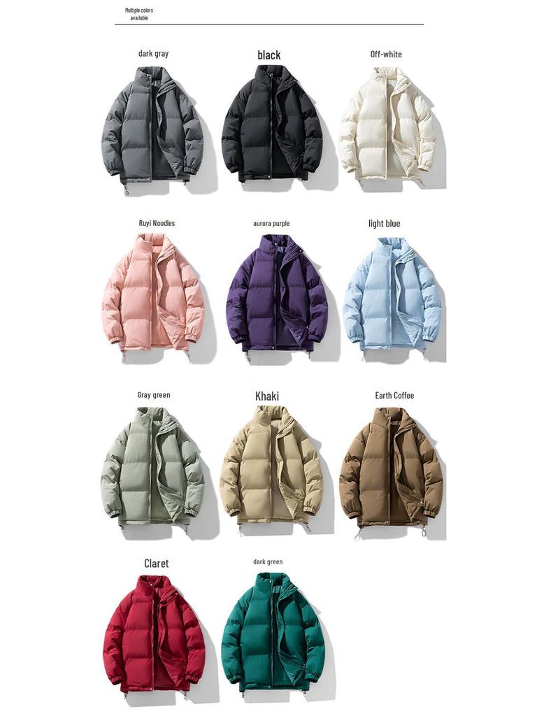 Men's 2025 Stand Collar Cotton Puffer Jacket - Winter Warm, Thick, Solid Color, Casual Coat