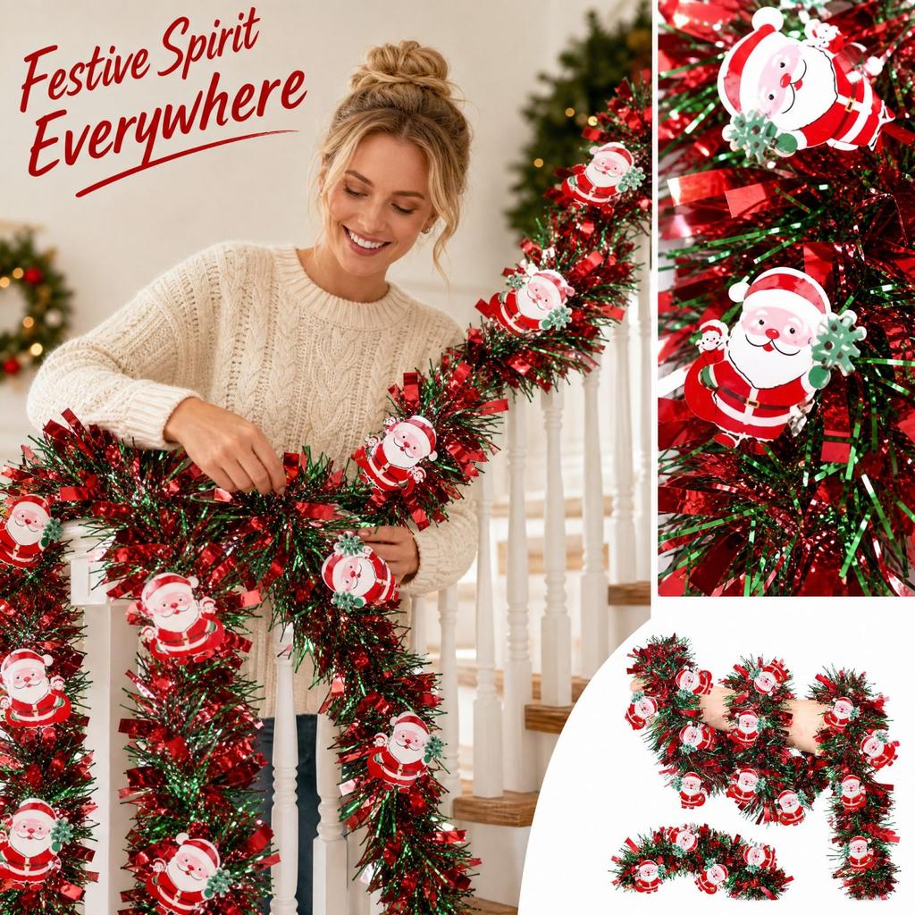 Artificial Christmas Decorative Garland with Festive Colorful Strips for Holiday Party Home Decor