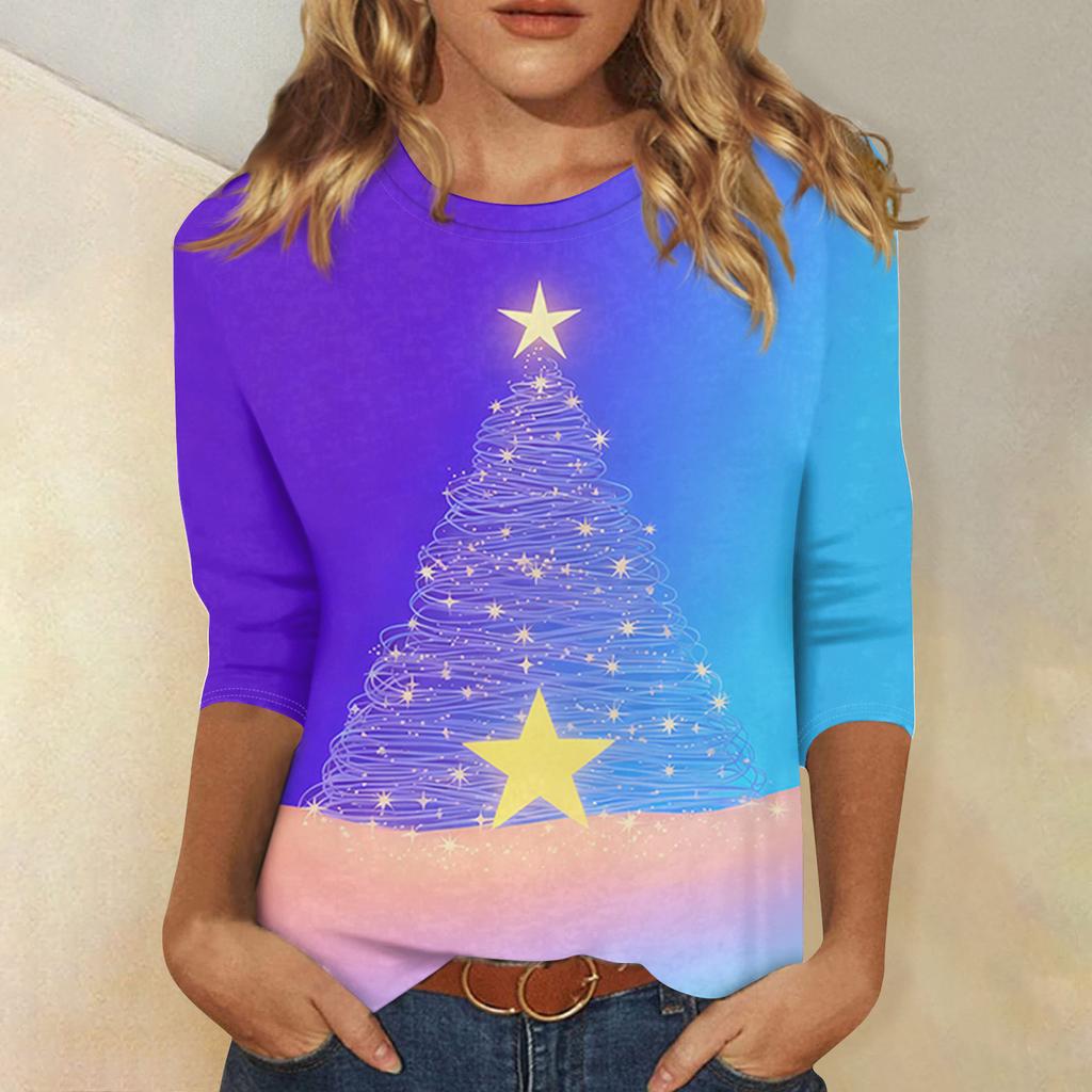 Women's Loose Comfortable Casual Fashion V-Neck Christmas Print Long Sleeve Hoodie