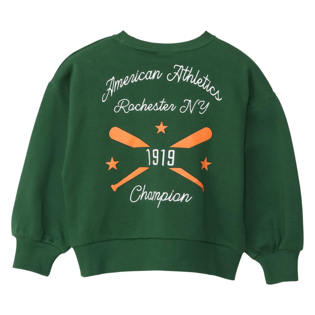 Sweatshirt Kids Long Sleeve Round Neck Cotton Loose Fit Graphic Logo Print Crew Neck Sweatshirt Boys Casual Dark Green [Champion] 100% CK-Y007