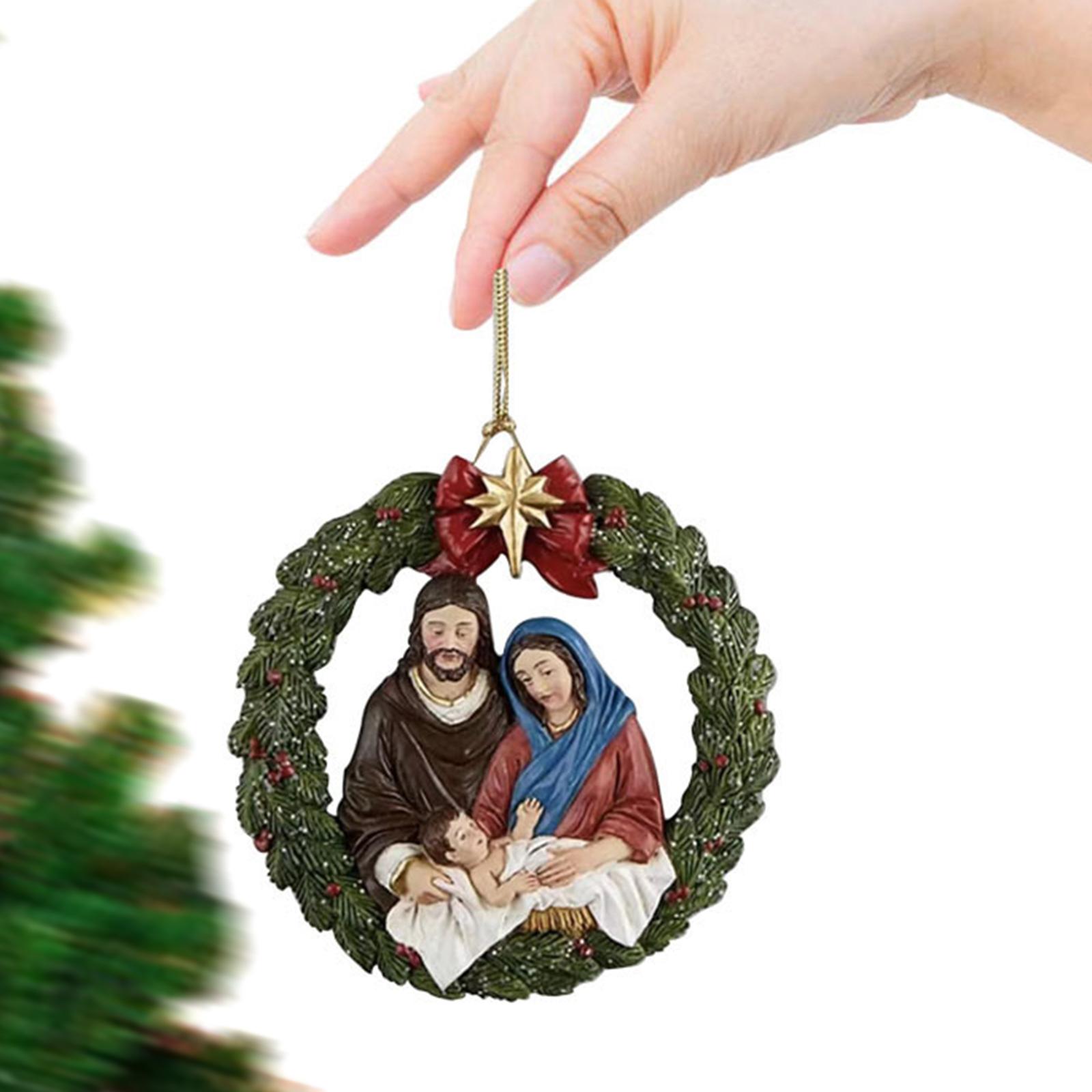 

Christmas Window Pendant Hanging Ornament Jesus Nativity Multifunction Sturdy Xmas Tree Decor Car Decors for Birthday Holiday