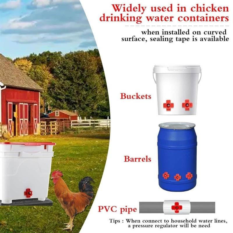 ABS Plastic Chicken Waterer With Stainless Steel Nipple Automatic Poultry Drinker For Coops Cage Leakproof
