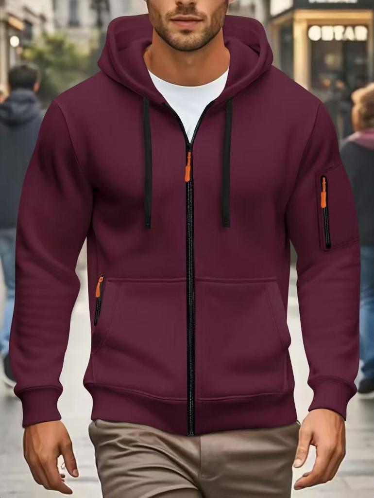 European Size Spring and Autumn Men's Sweater Hooded Zipper Multi-pocket Jumper Men's Sports and Leisure Jacket