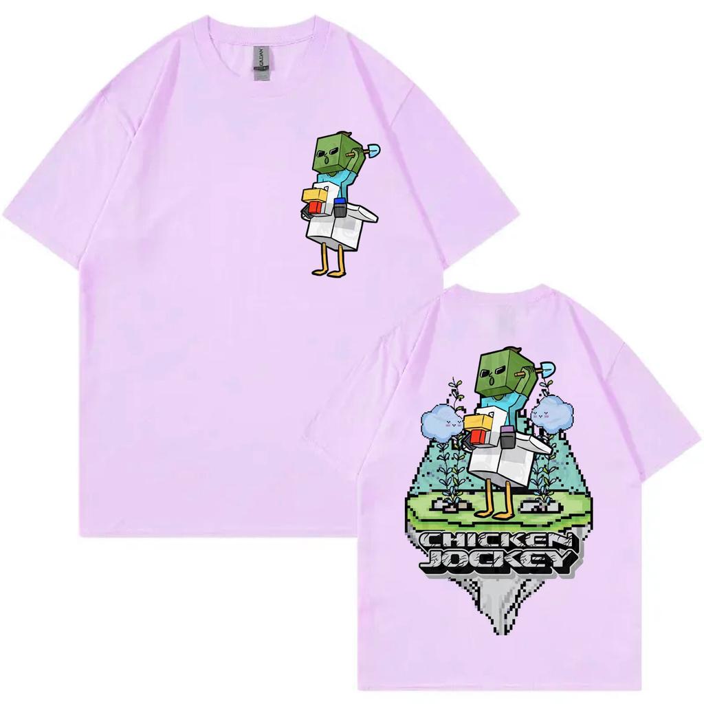 Chicken Jockey Game Cartoon Graphic T Shirts Men Women Y2k Fashion Short Sleeve Tshirt High Quality Cotton Clothing Tshirts