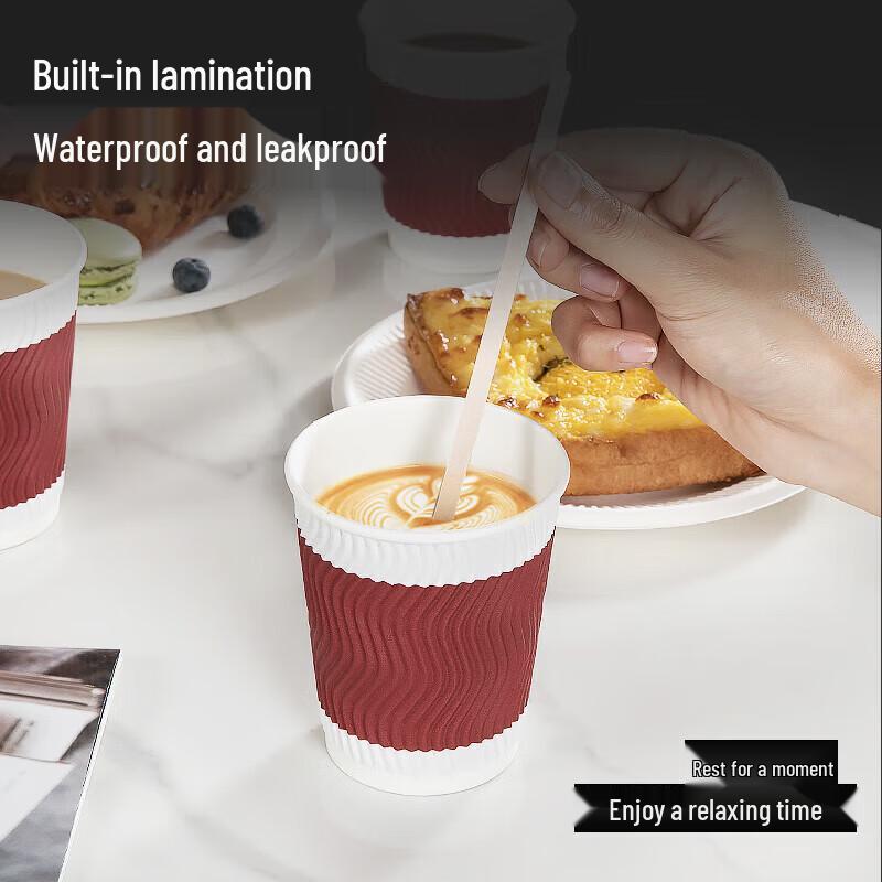 Dinghong Disposable Anti-Scald Corrugated Cups (100-Pack)