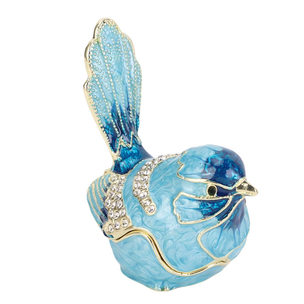 Bird Trinket Box Hinged with S Metal Enamel Jewelry Box Necklace Ear S Storage Birds Figurines Home Decor