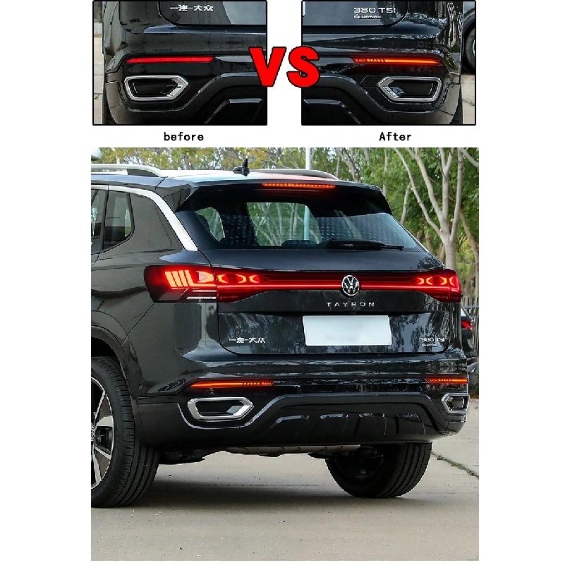 12V LED Rear Fog Lamp Bumper Light For 2019-VW Tayron Rline LED Rear Bumper Reflector Light Fog Lamp Brake Light Dynamic