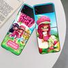 S-Strawberry Cute S-Shortcak Case for Samsung Galaxy Z Flip 6 5G Z Flip 5 4 3 5G Black Hard Cell Phone Cover Luxury PC Shell Coq