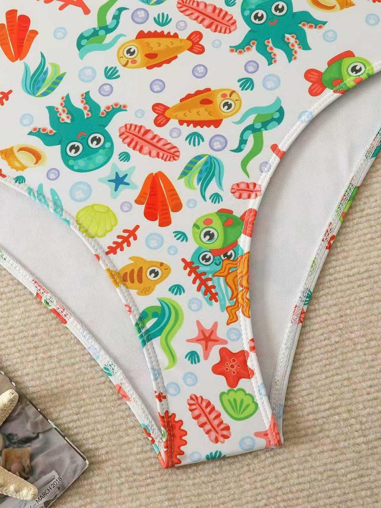 European & American Women's Slimming Halter One-Piece Swimsuit with Print