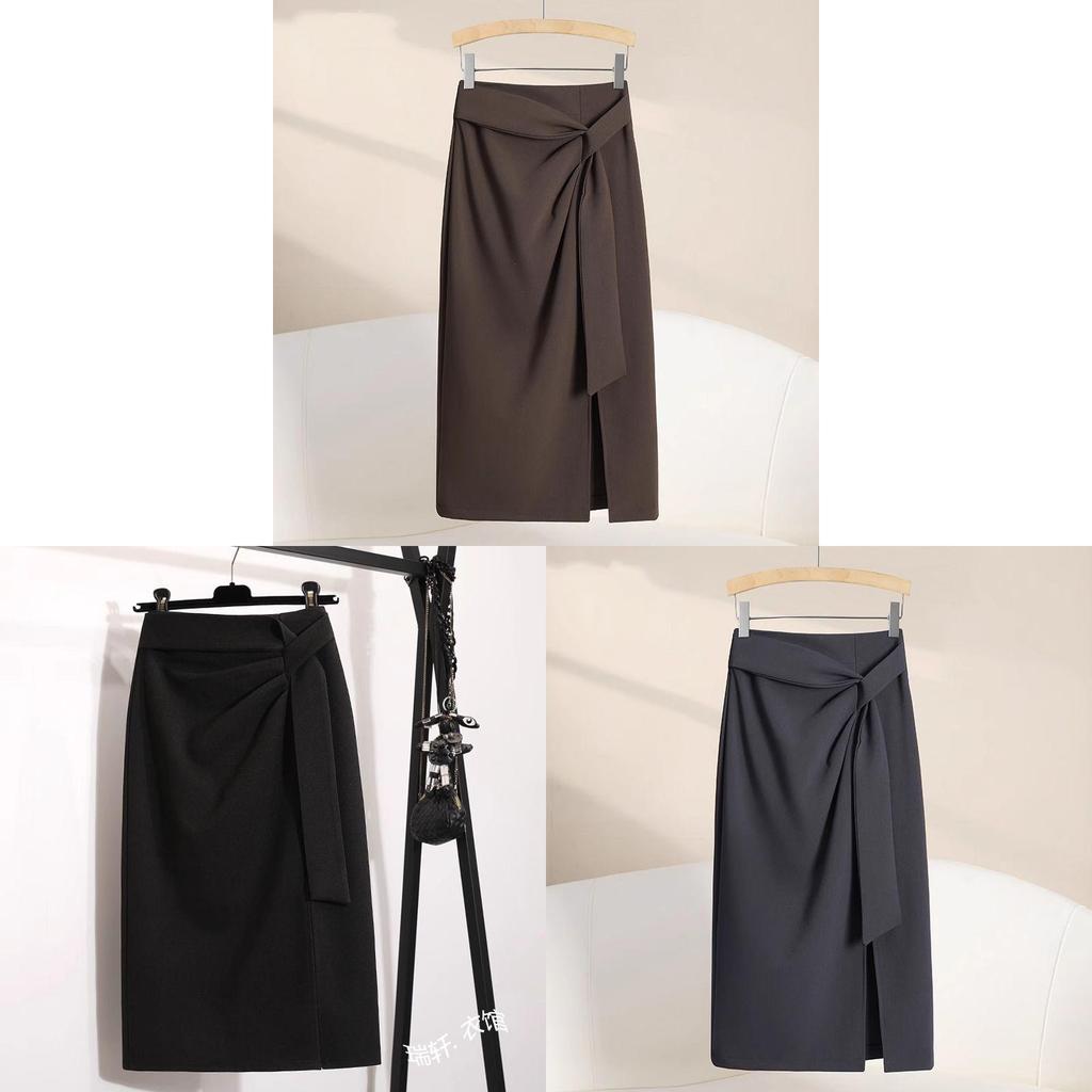 High Waist Slimming Asymmetrical Skirt With Slit For Office And Casual Wear