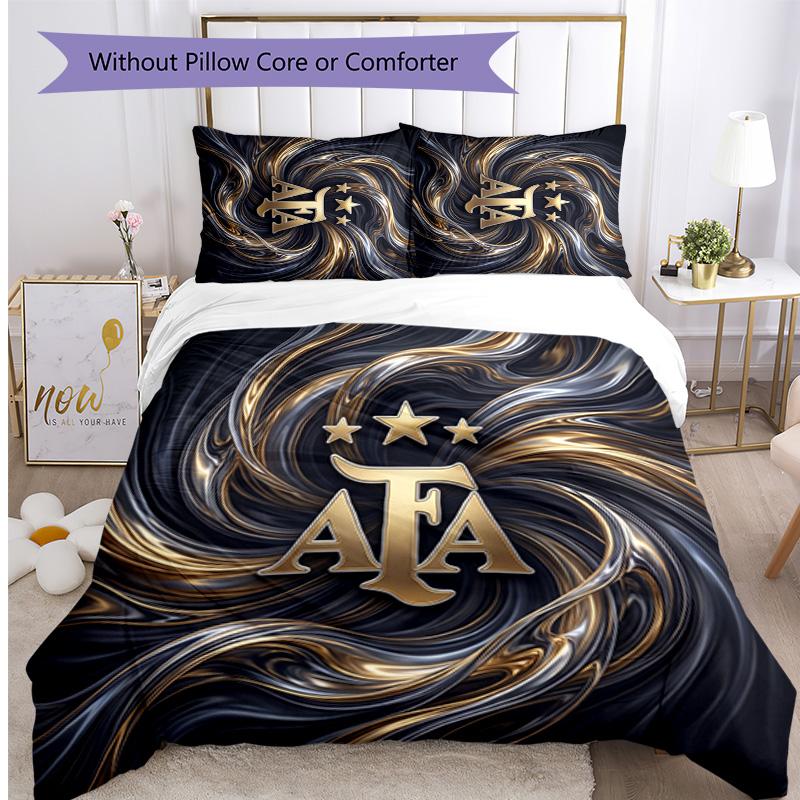 Argentina Football Printed Bedding 3 Piece Set Cozy Breathable Bed Cover Set As Housewarming Holiday Gift