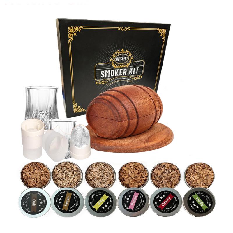Cocktail Smoker Kit With Wood Chips Whiskey Wooden Smoked Wood Hood Smoker For Drinks Kitchen Bar Accessories Tools Bar Cocktail