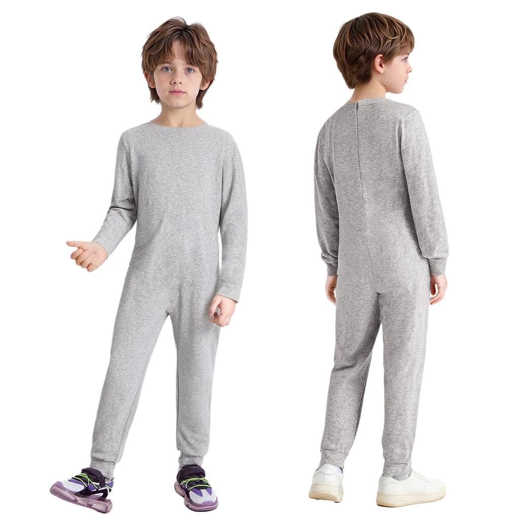 Unisex Kids Adaptive Jumpsuit Special Needs Clothing Back Invisible Zipper Cotton Long Sleeve