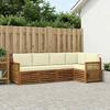Outdoor Corner Sofa Set with Cushions 4 pcs Natural and Cream
