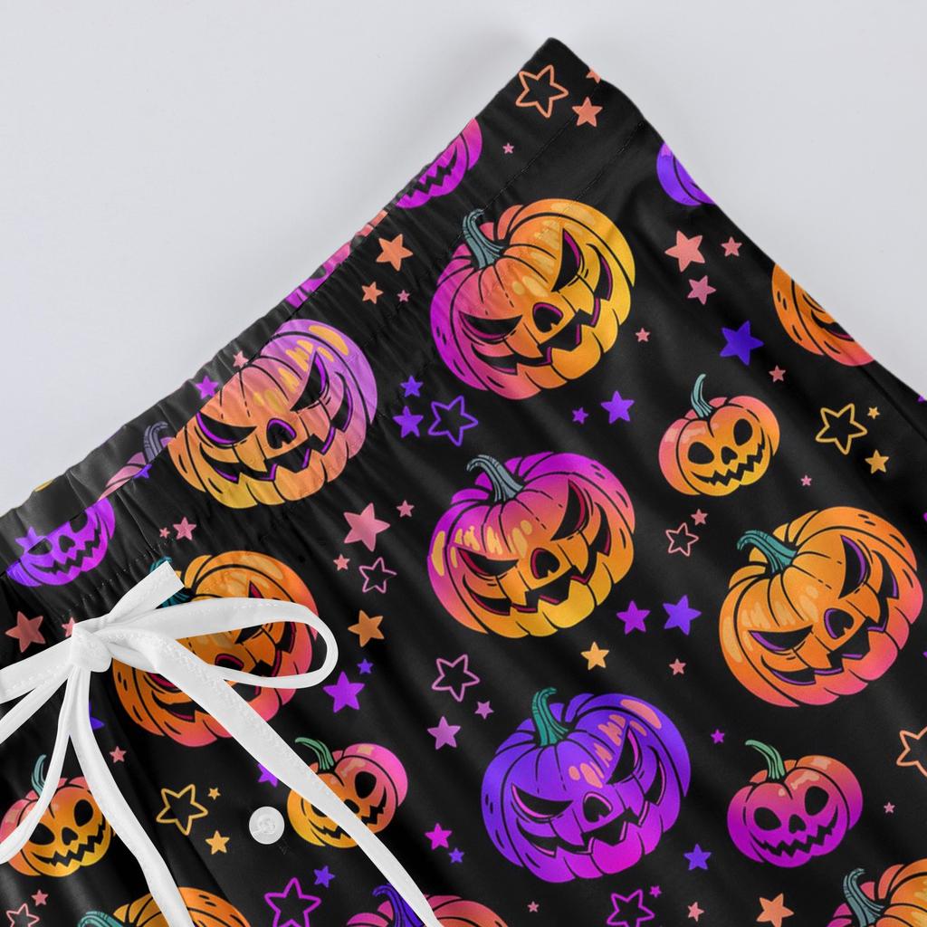 Men's Knitted Halloween Print Pocket Casual Pants Pajama Pants