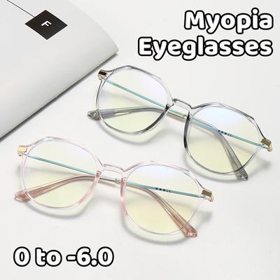 Blaulichtblockierende Augenschutzbrille für die Nahsicht Polygonale Myopiebrille Ultraleichte Unisex-Brille für Kurzsichtigkeit