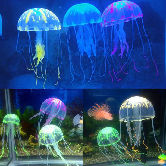 Glowing Luminous Artificial Jellyfish Aquarium Decoration Fish Tank Ornament