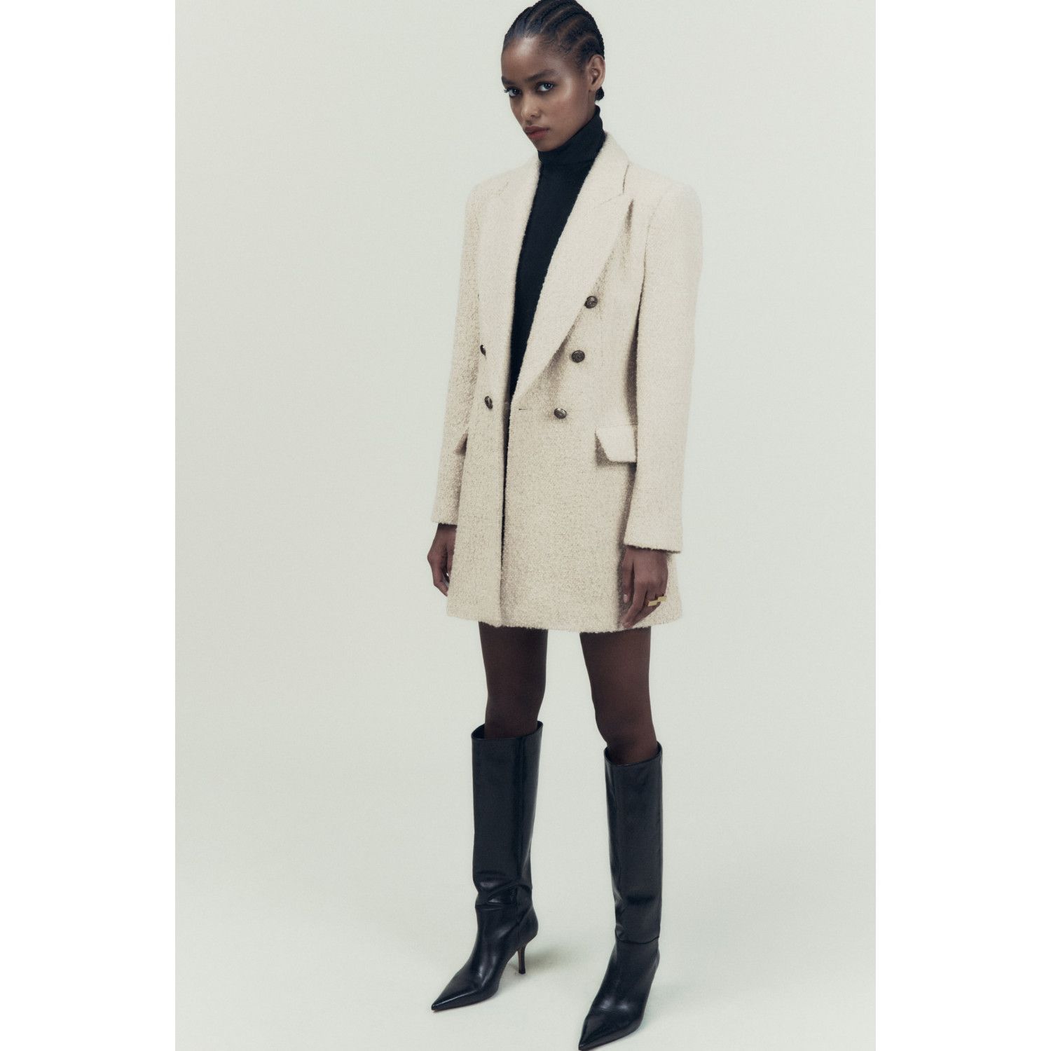 

LONG BOUCLE FELT TEXTURE BLAZER